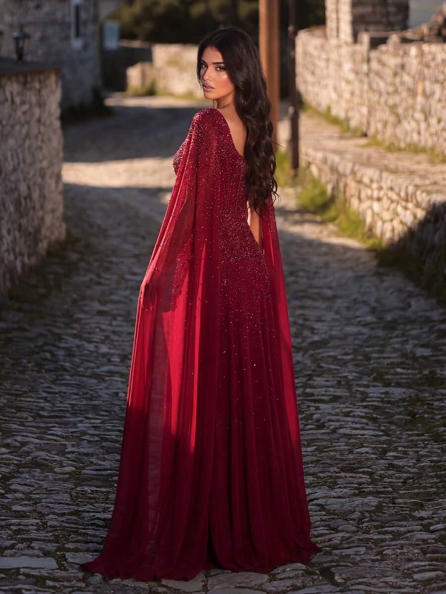 CZERWONA MAXI SUKIENKA
