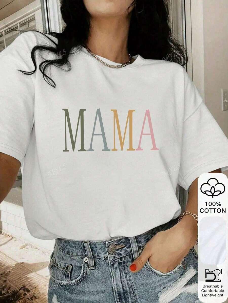 T-SHIRT DAMSKI BAWEŁNIANY Z NAPISAMI