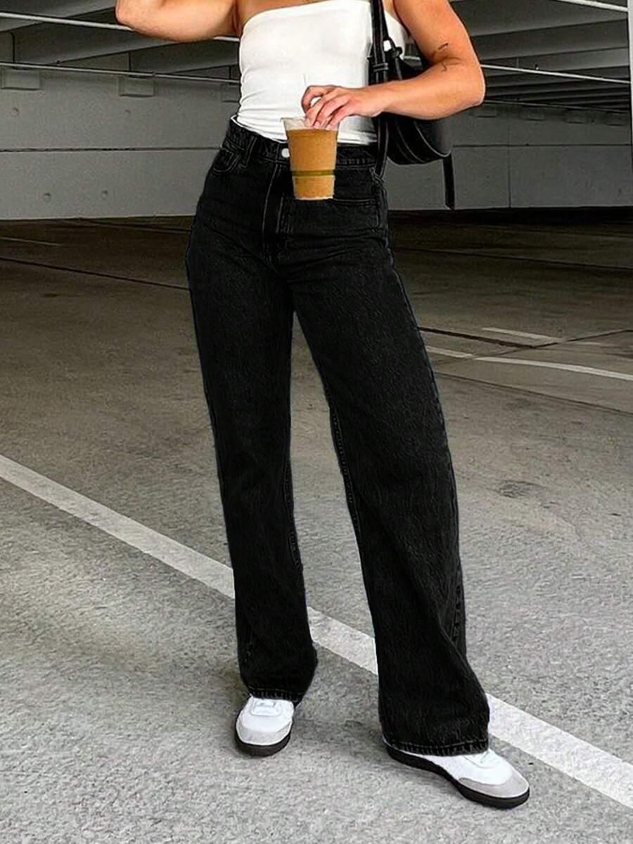 CZARNE SPODNIE JEANS