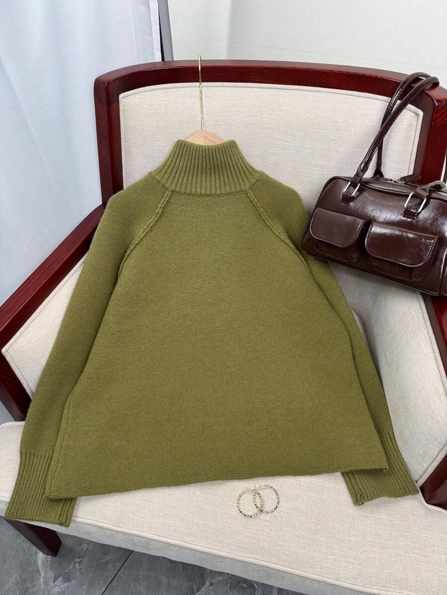 ZIELONY DZIANINOWY SWETER ZIP