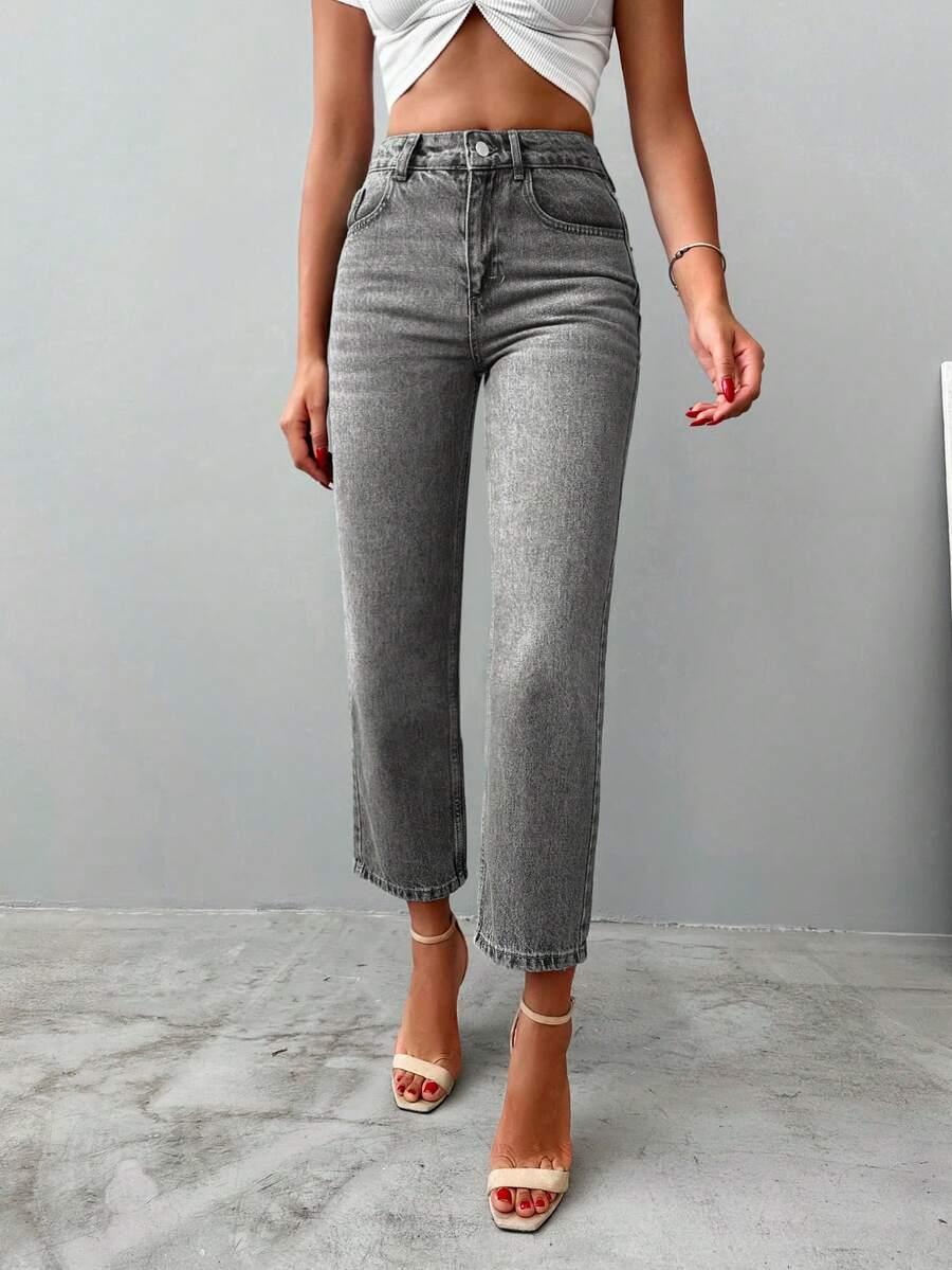 SZARE SPODNIE JEANS