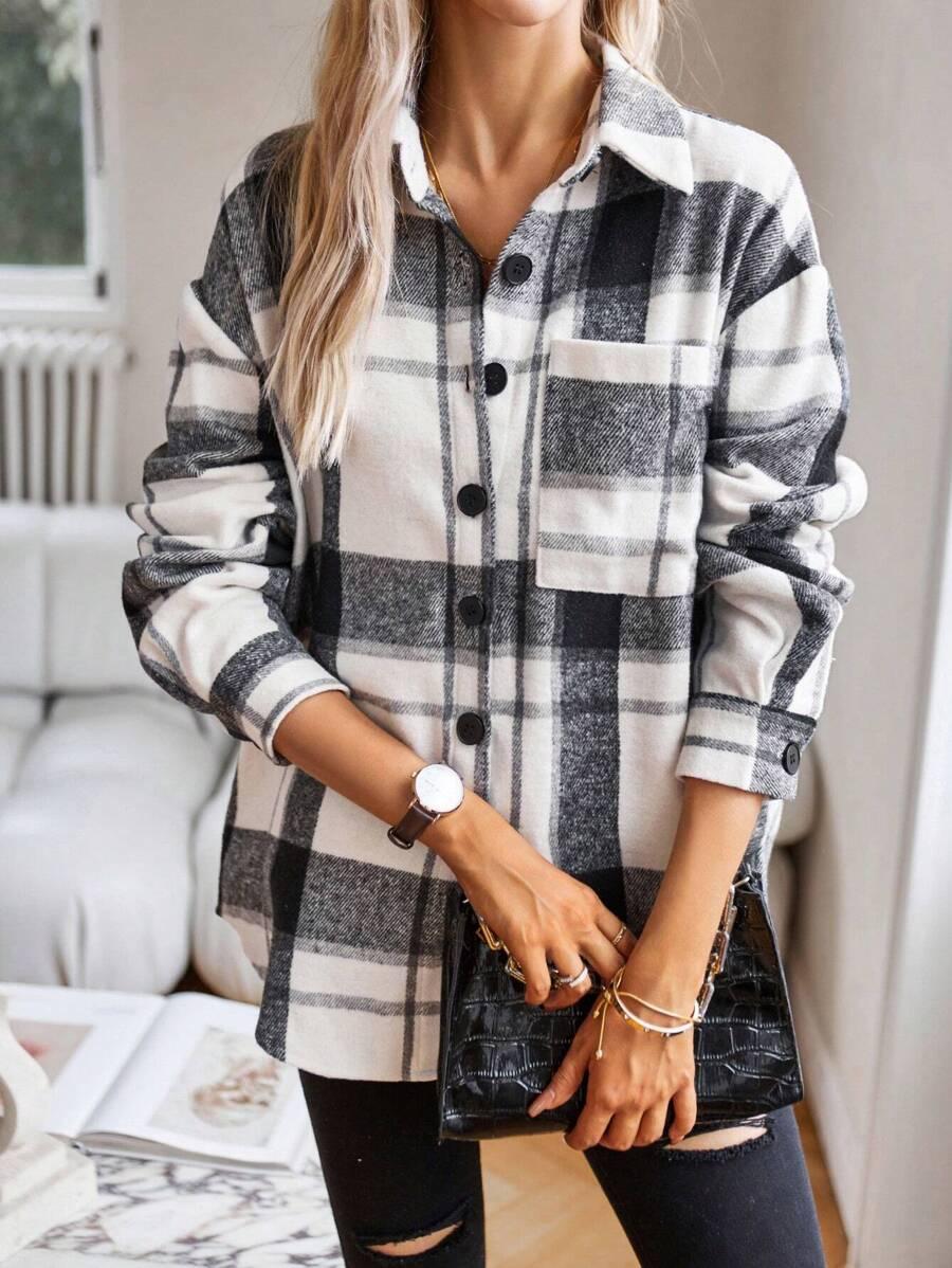koszula wzór kratka guziki