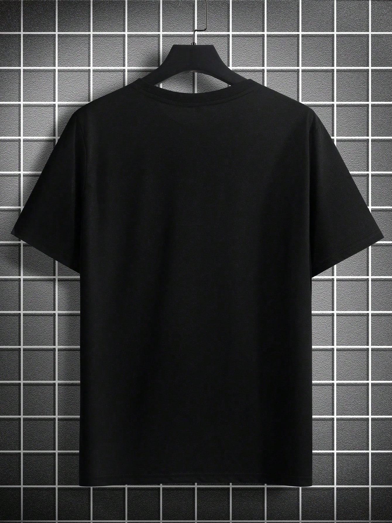 CZARNY T-SHIRT NADRUK