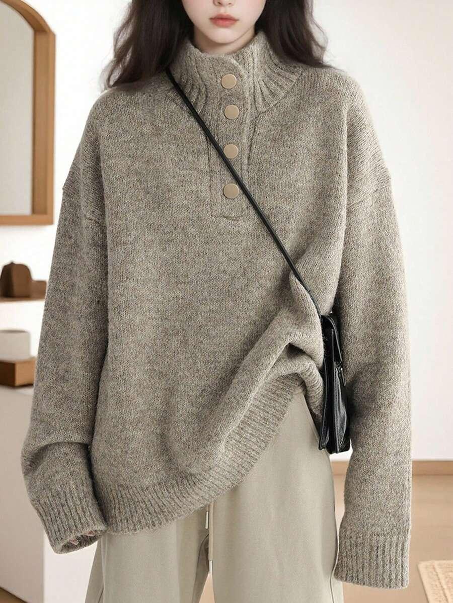 oversize sweter guziki