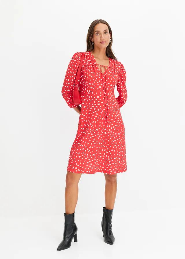 czerwona sukienka print