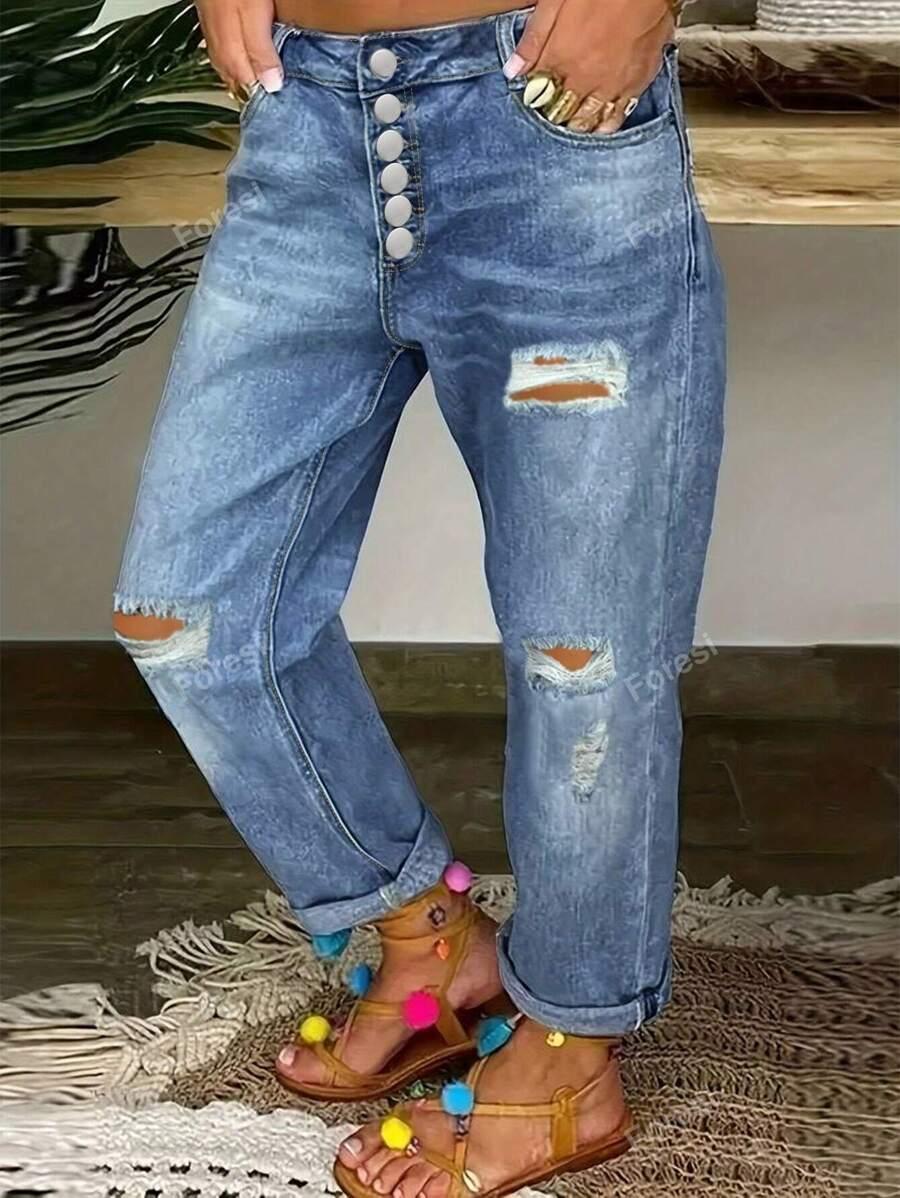 NIEBIESKIE JEANSY GUZIKI 