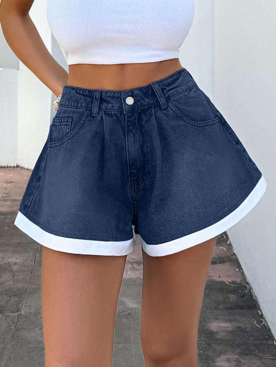 krótkie spodenki jeans kontrast