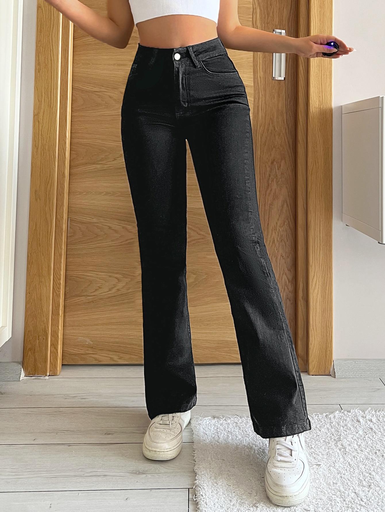 CZARNE SPODNIE JEANS DZWONY