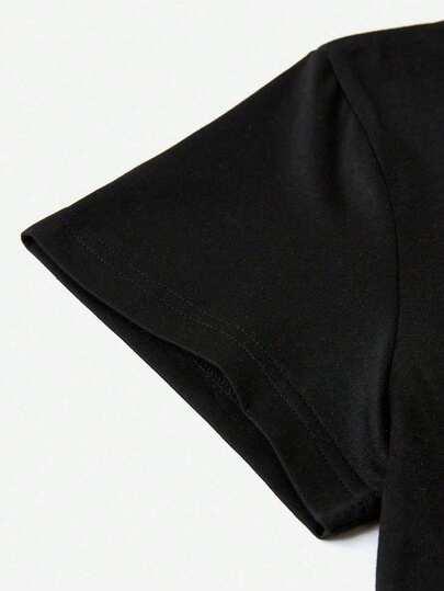 czarny t-shirt napis 