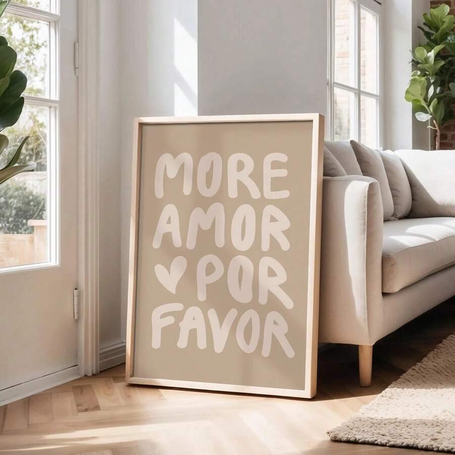 plakat na płótnie napis more amor por favor