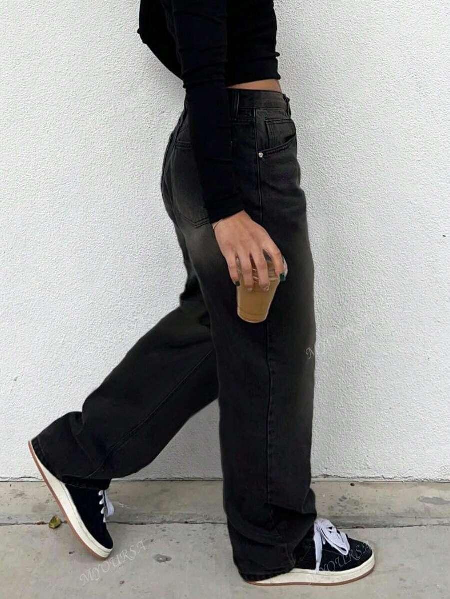 CZARNE SPODNIE JEANS
