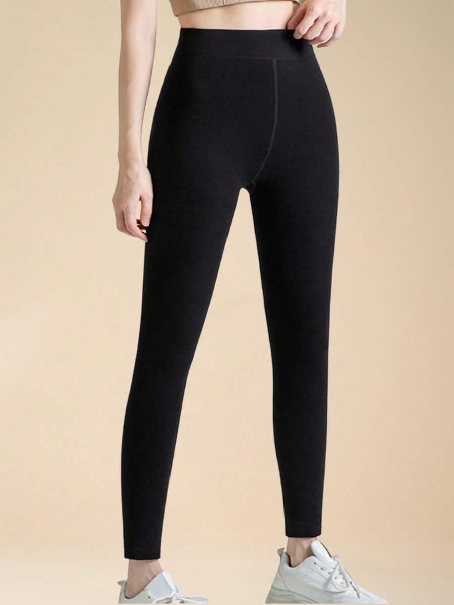 czarne ocieplane legginsy 
