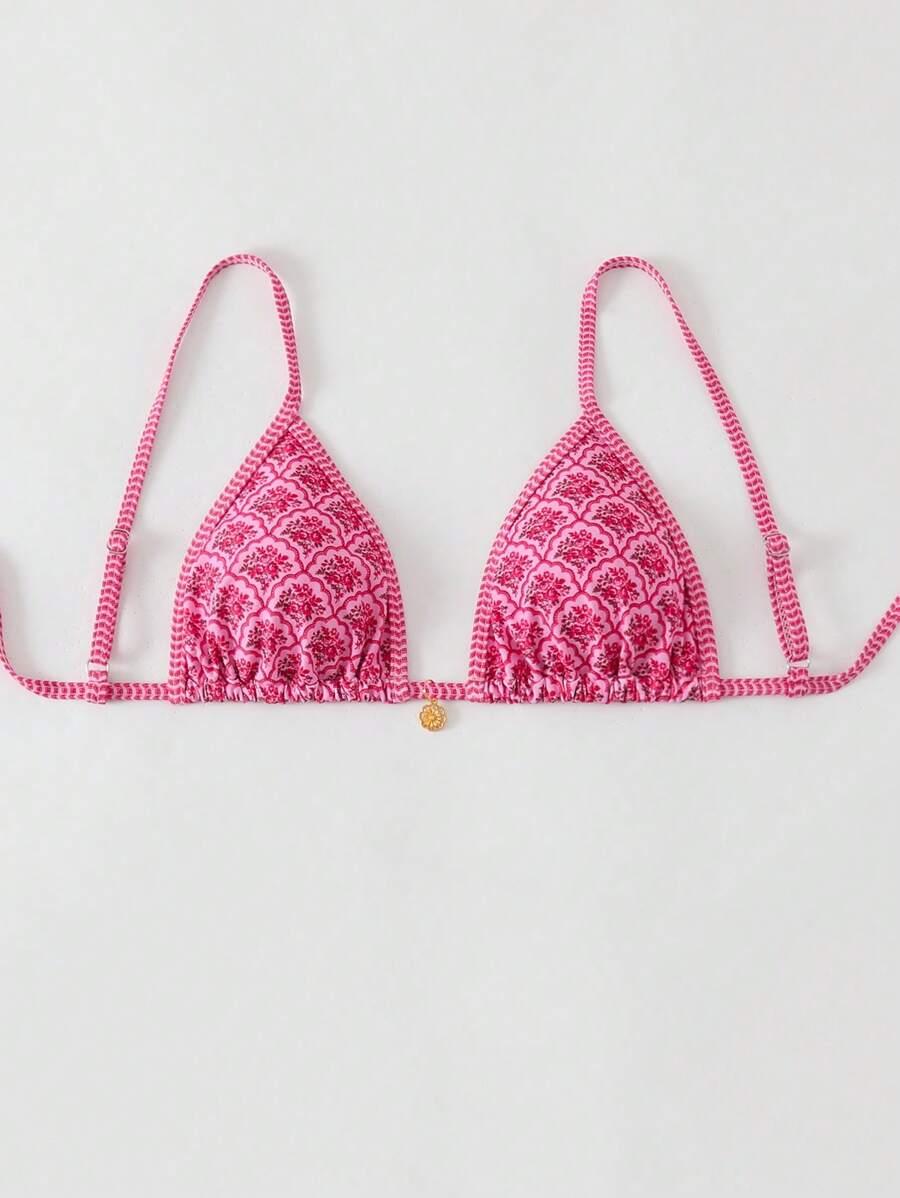 różowa góra od bikini wiązanie