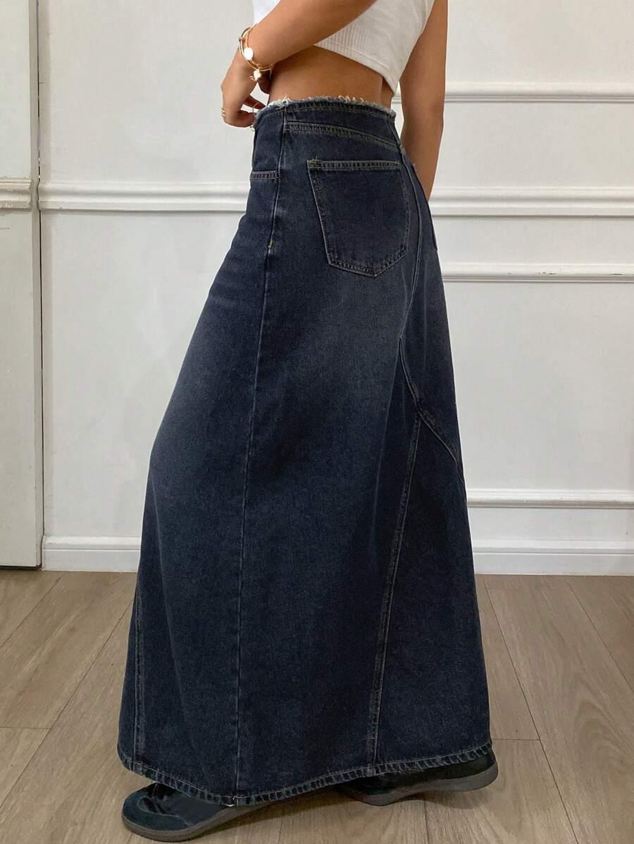 maxi spódnica jeans ripped