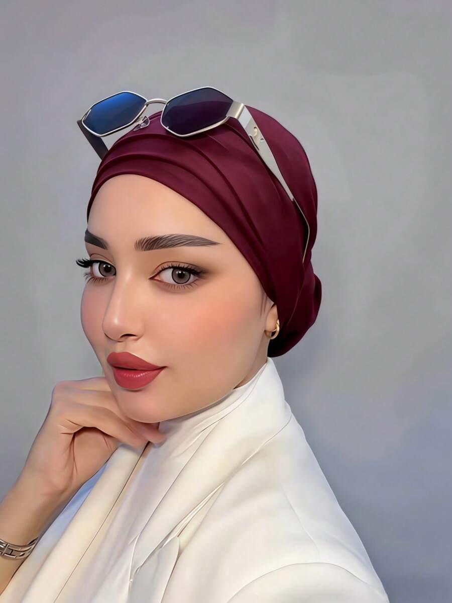 brązowy turban na głowę