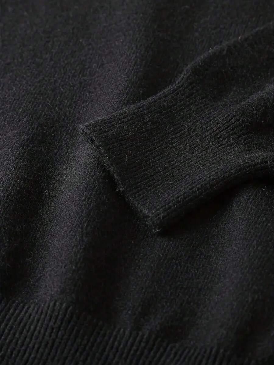 CZARNY DZIANINOWY SWETER