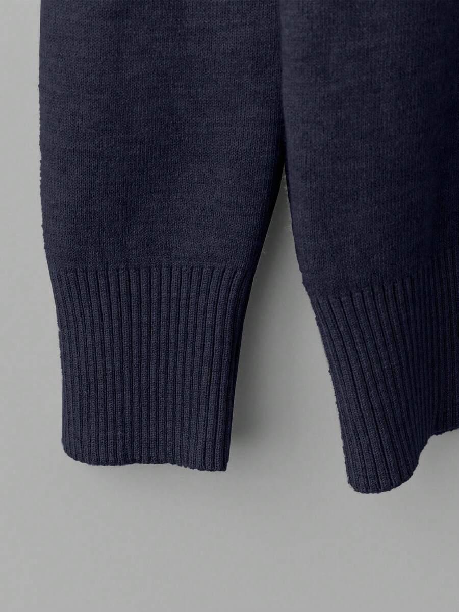 GRANATOWY SWETER OKRĄGŁY DEKOLT 