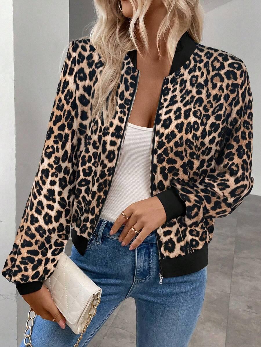 bluza animal print kontrast zamek