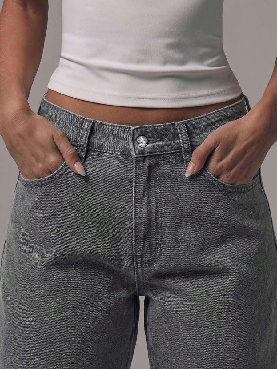 SZARE SPODNIE JEANS