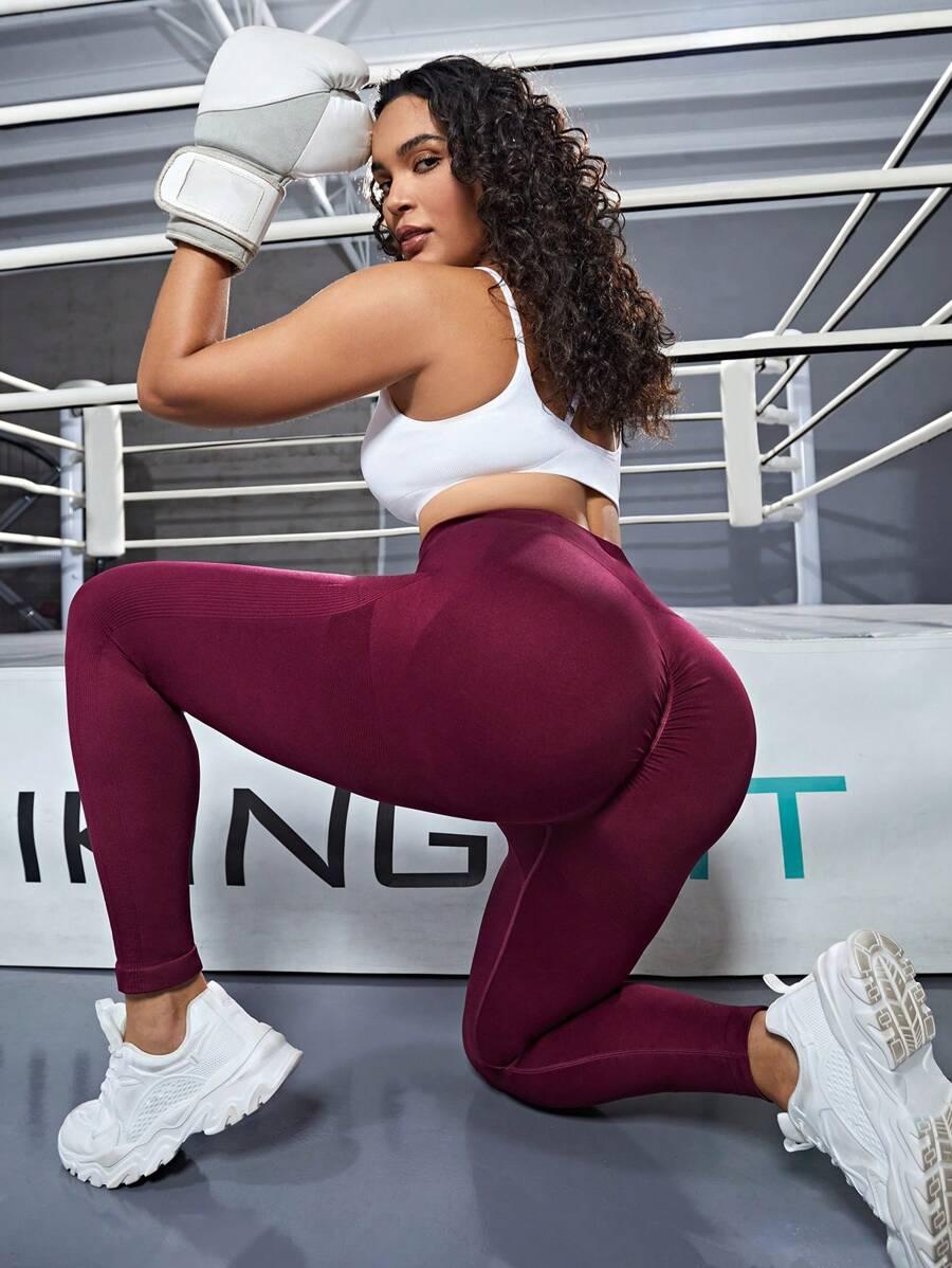 bordowe LEGGINSY WYSOKI STAN