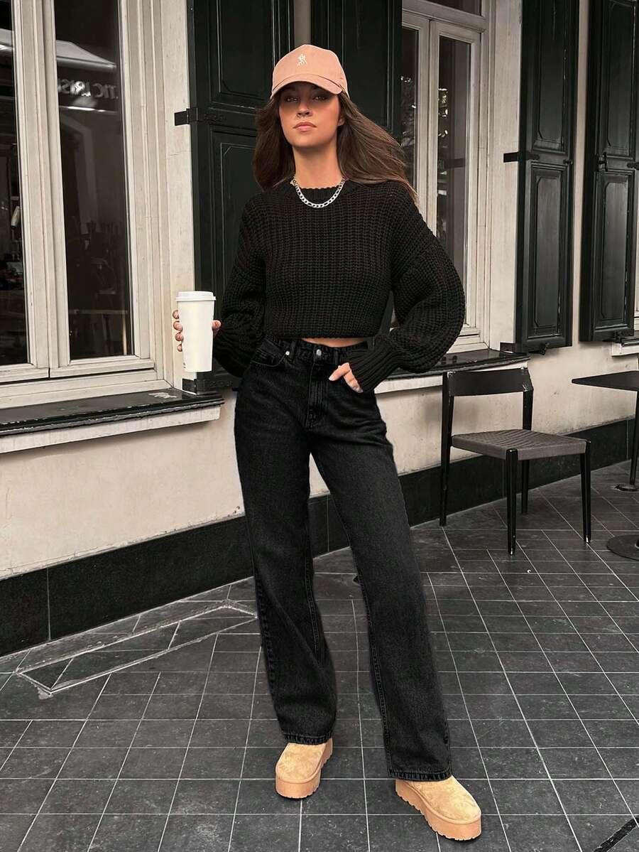 CZARNE SPODNIE JEANS