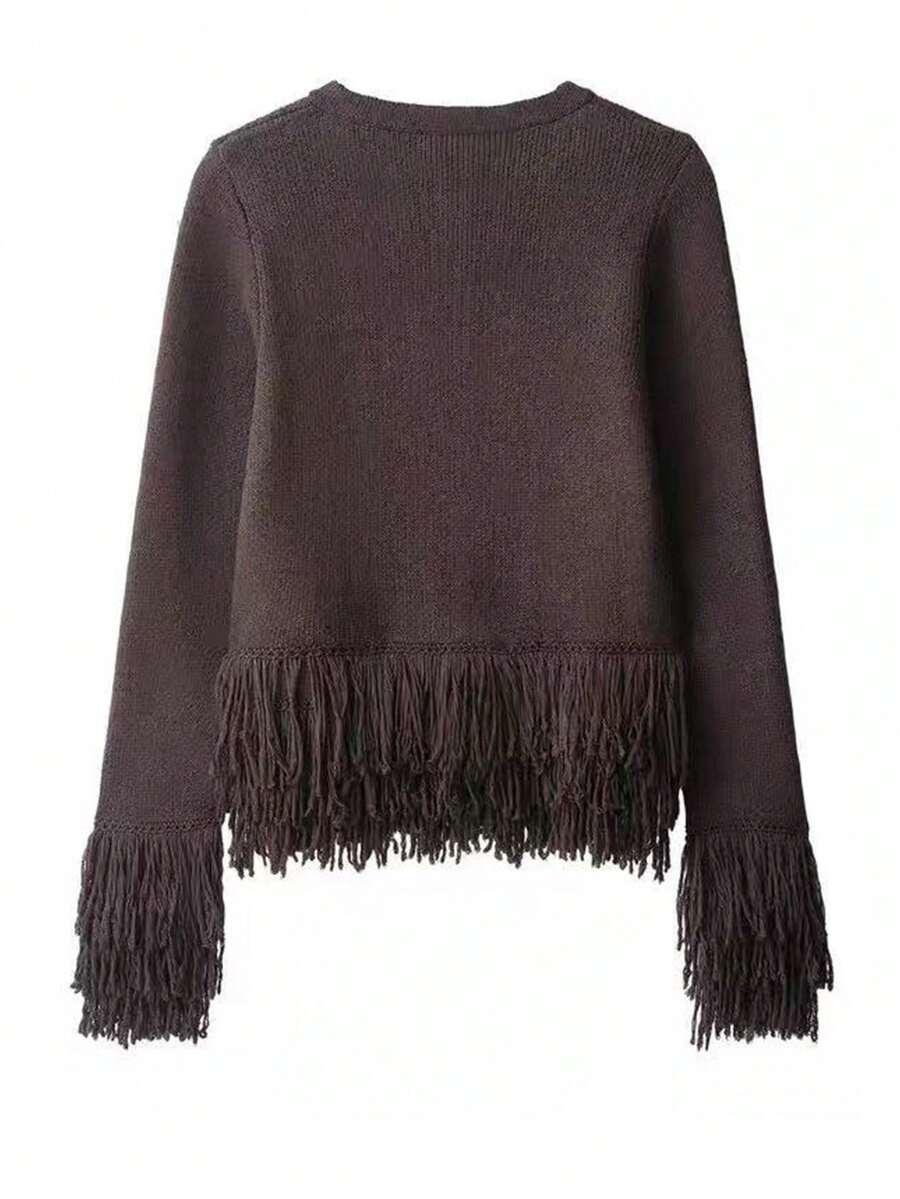 BRĄZOWY SWETER GUZIK