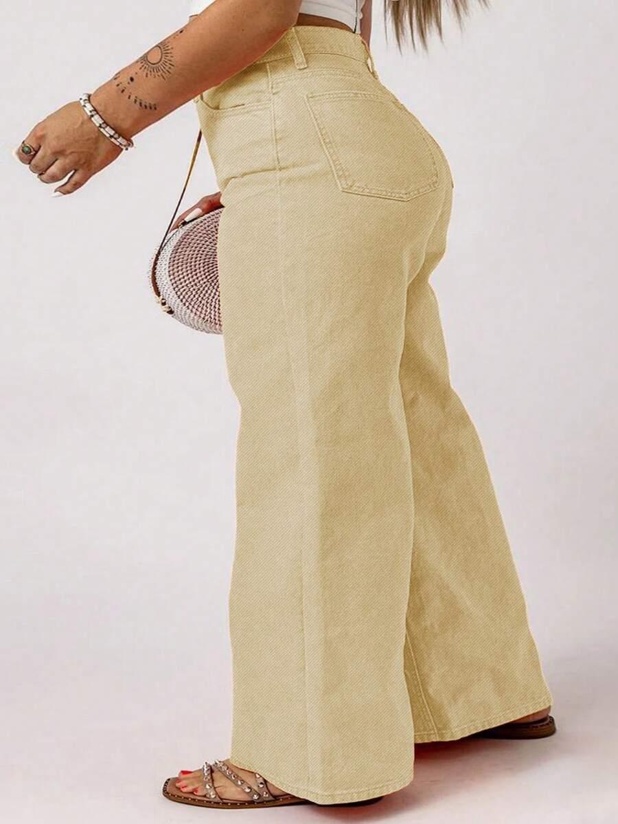 beżowe spodnie jeans 