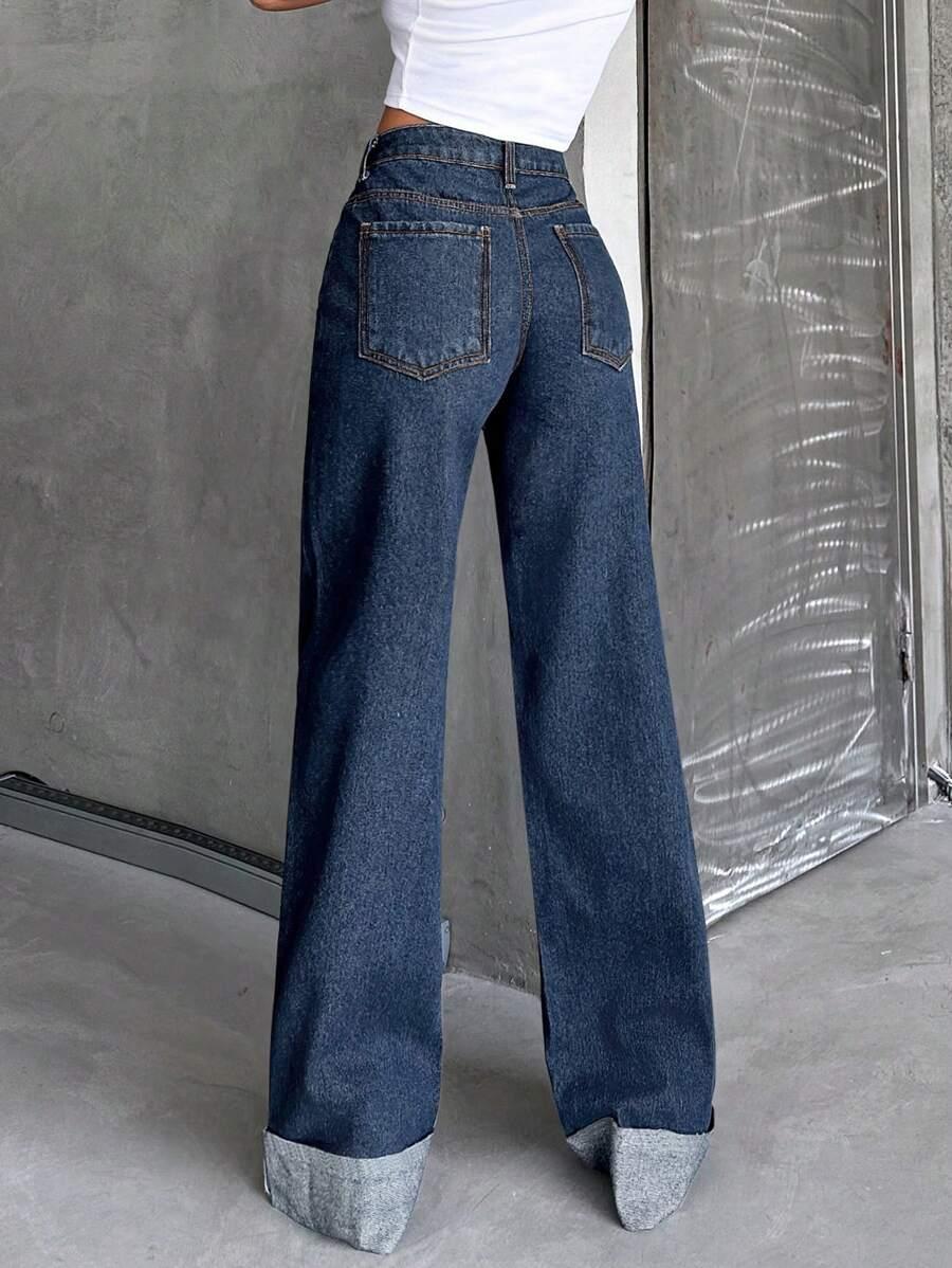 GRANATOWE SPODNIE JEANS 