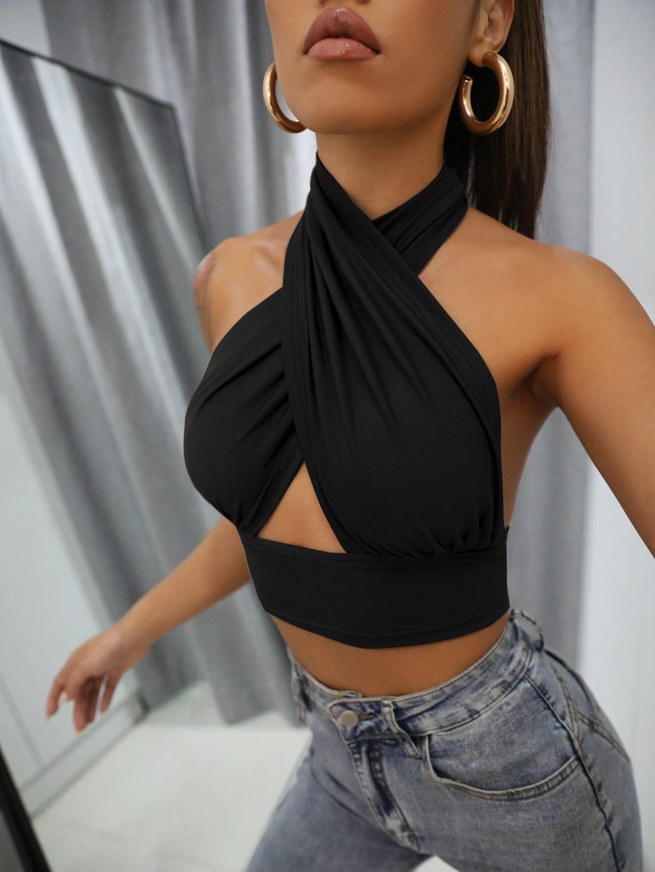 CZARNY TOP CASUAL