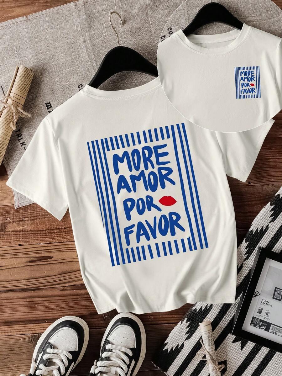 biały t-shirt nadruk