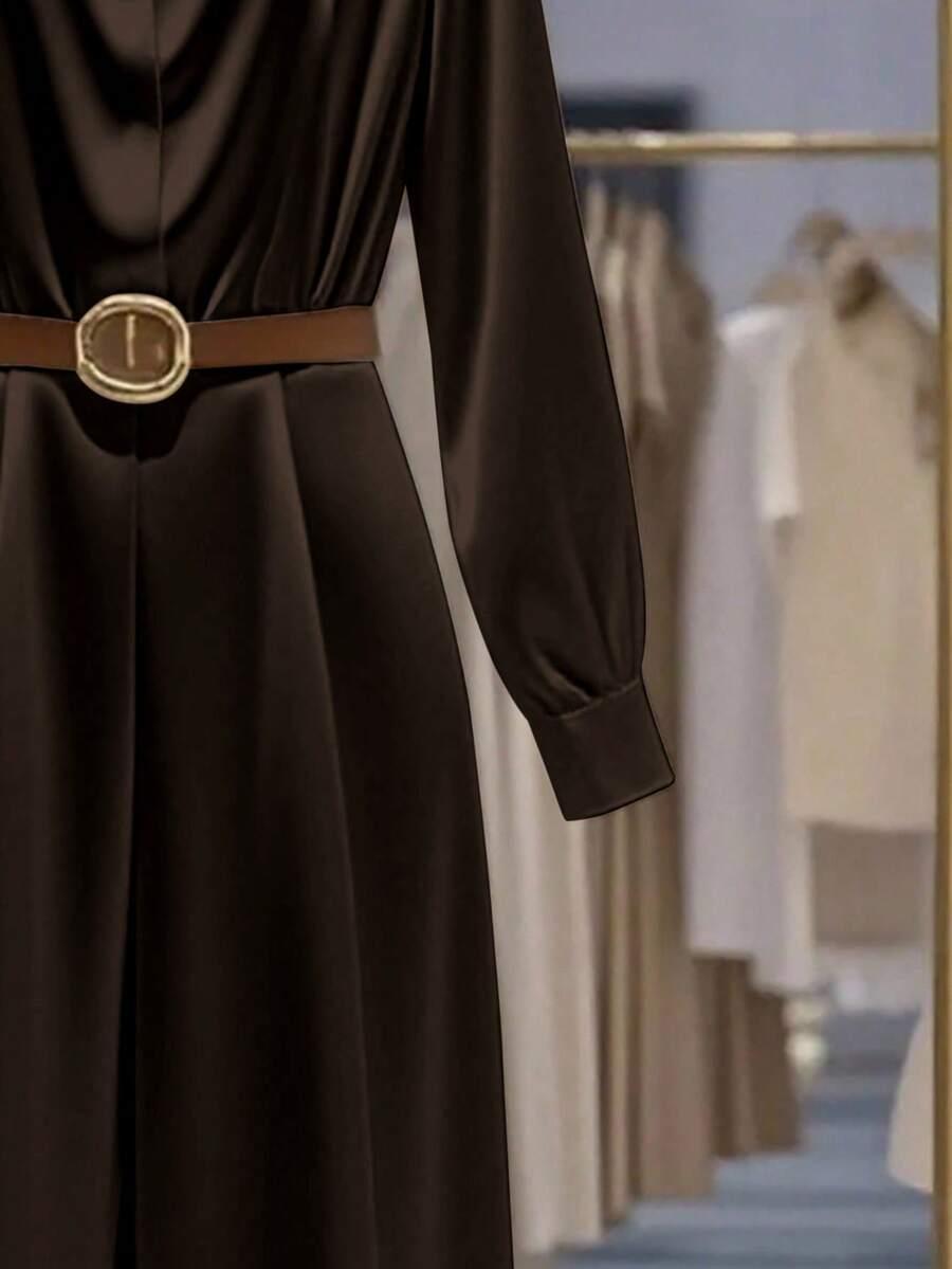 BRĄZOWY KOMBINEZON V-NECK