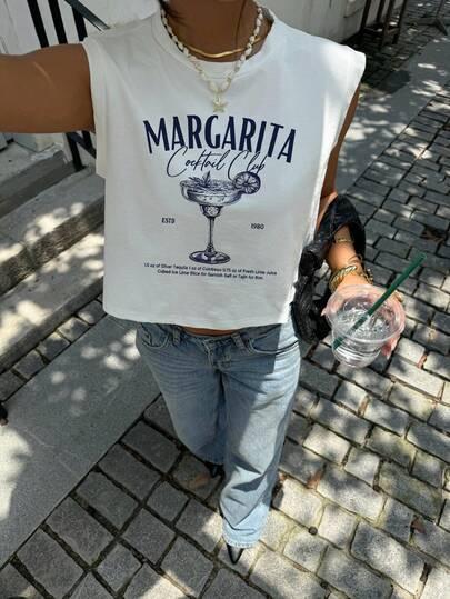 biały top print