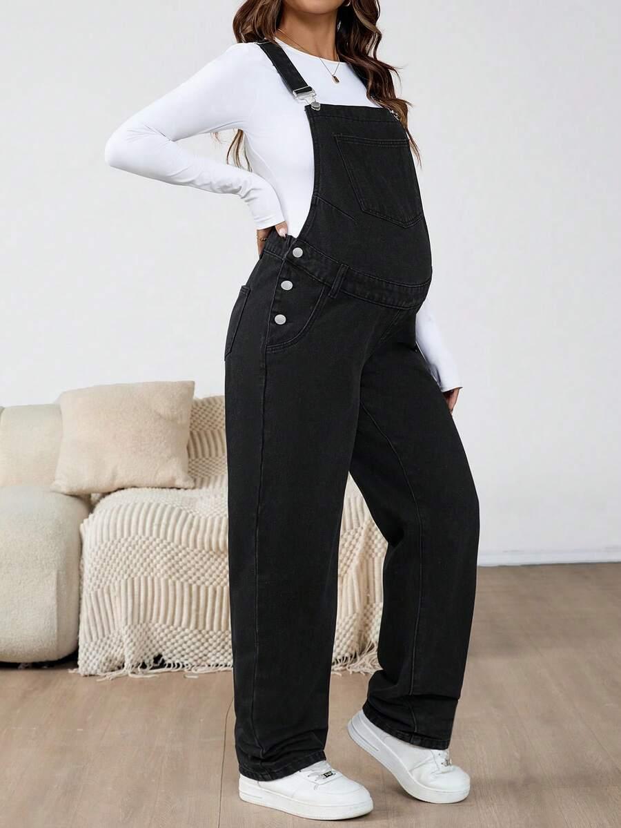 CZARNE OGRODNICZKI JEANS