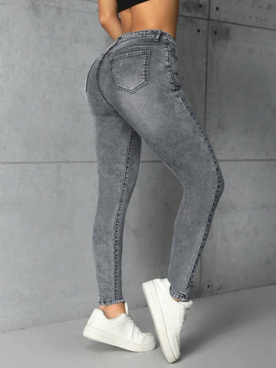 SZARE SPODNIE JEANS 