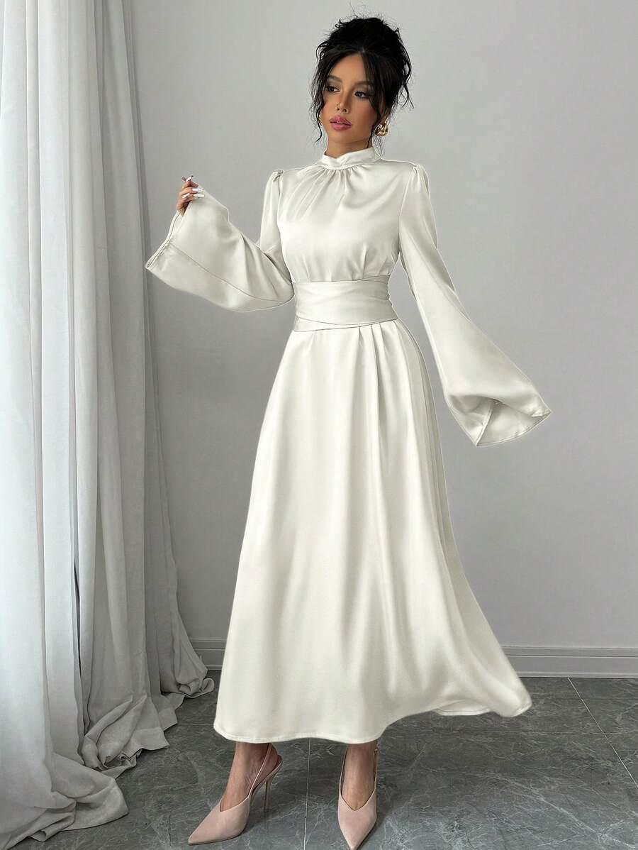 satynowa maxi sukienka