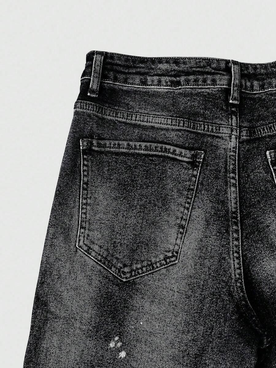 CZARNE SPODNIE JEANS PRINT