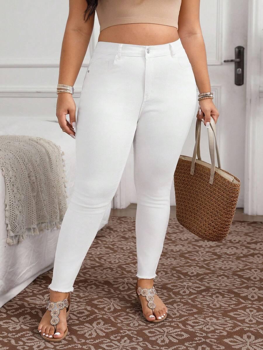 BIAŁE SPODNIE JEANS
