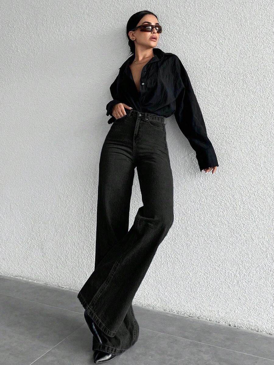 CZARNE SPODNIE JEANS