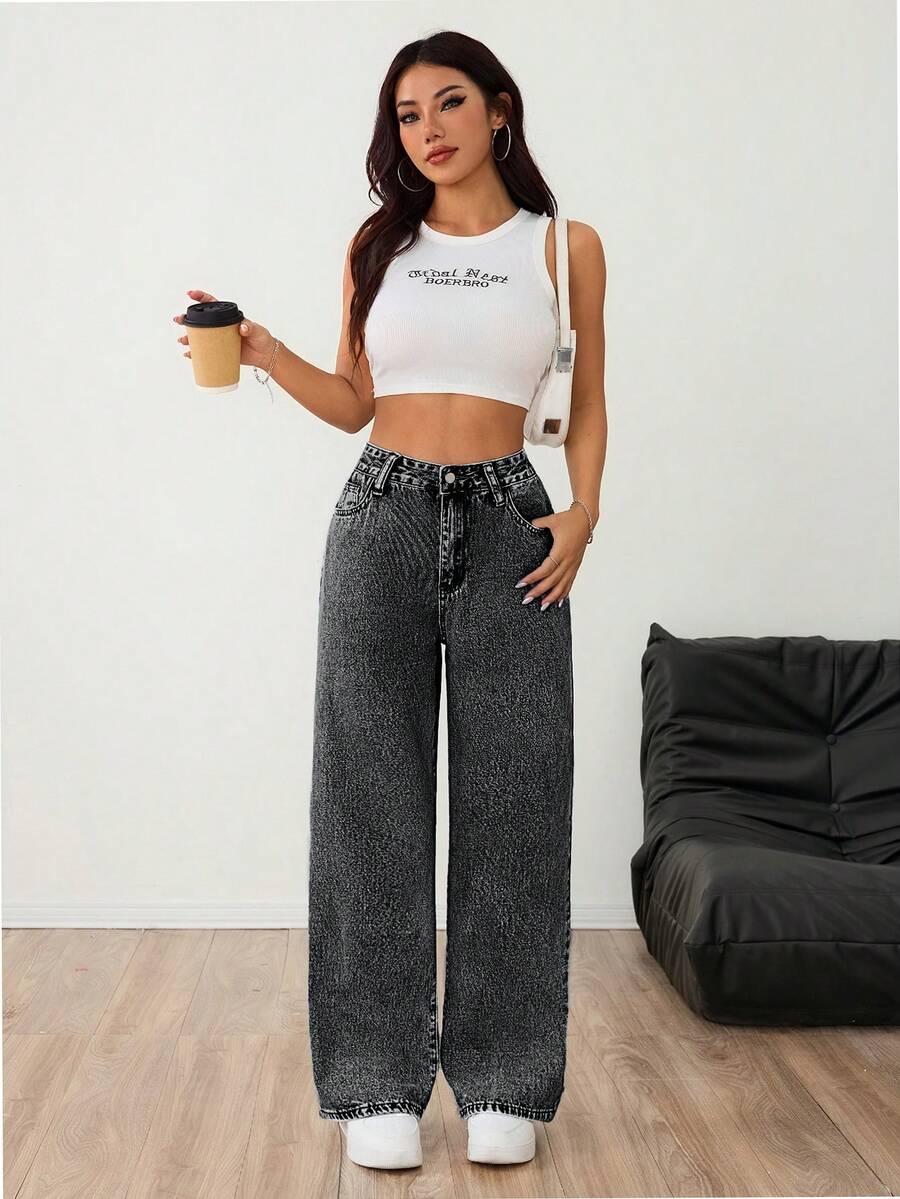 SZARE SPODNIE JEANS