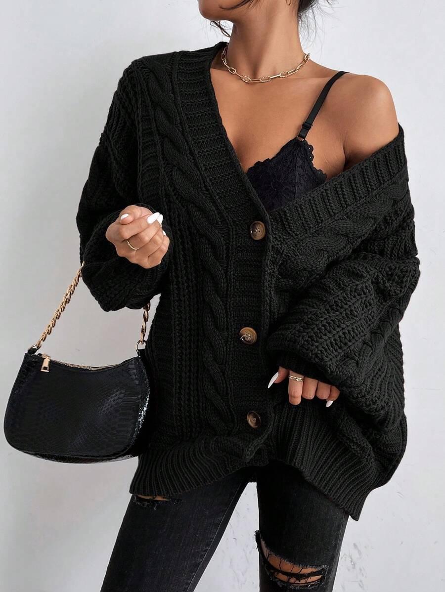 czarny sweter kardigan 