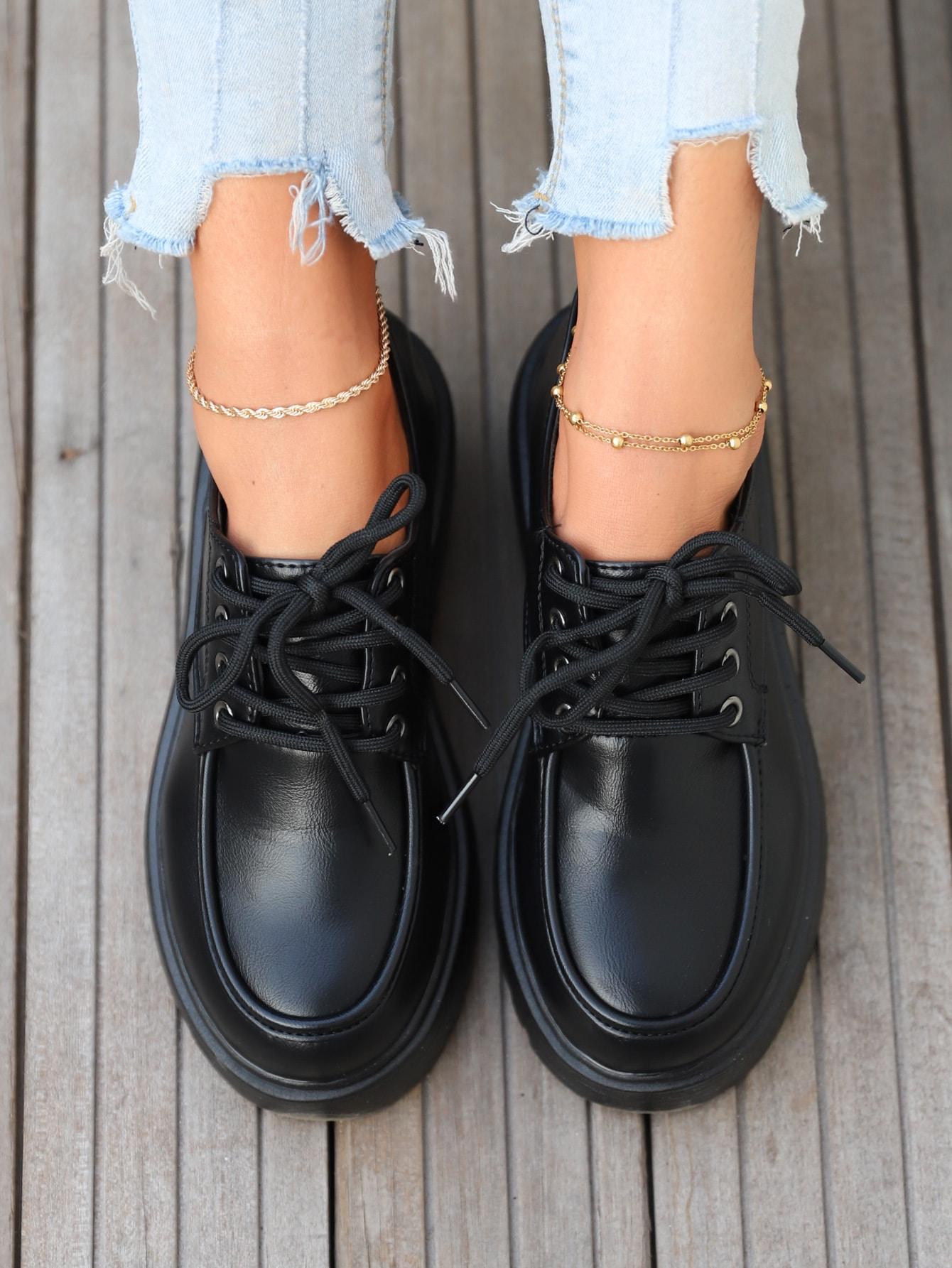 CZARNE SZNUROWANE BUTY 