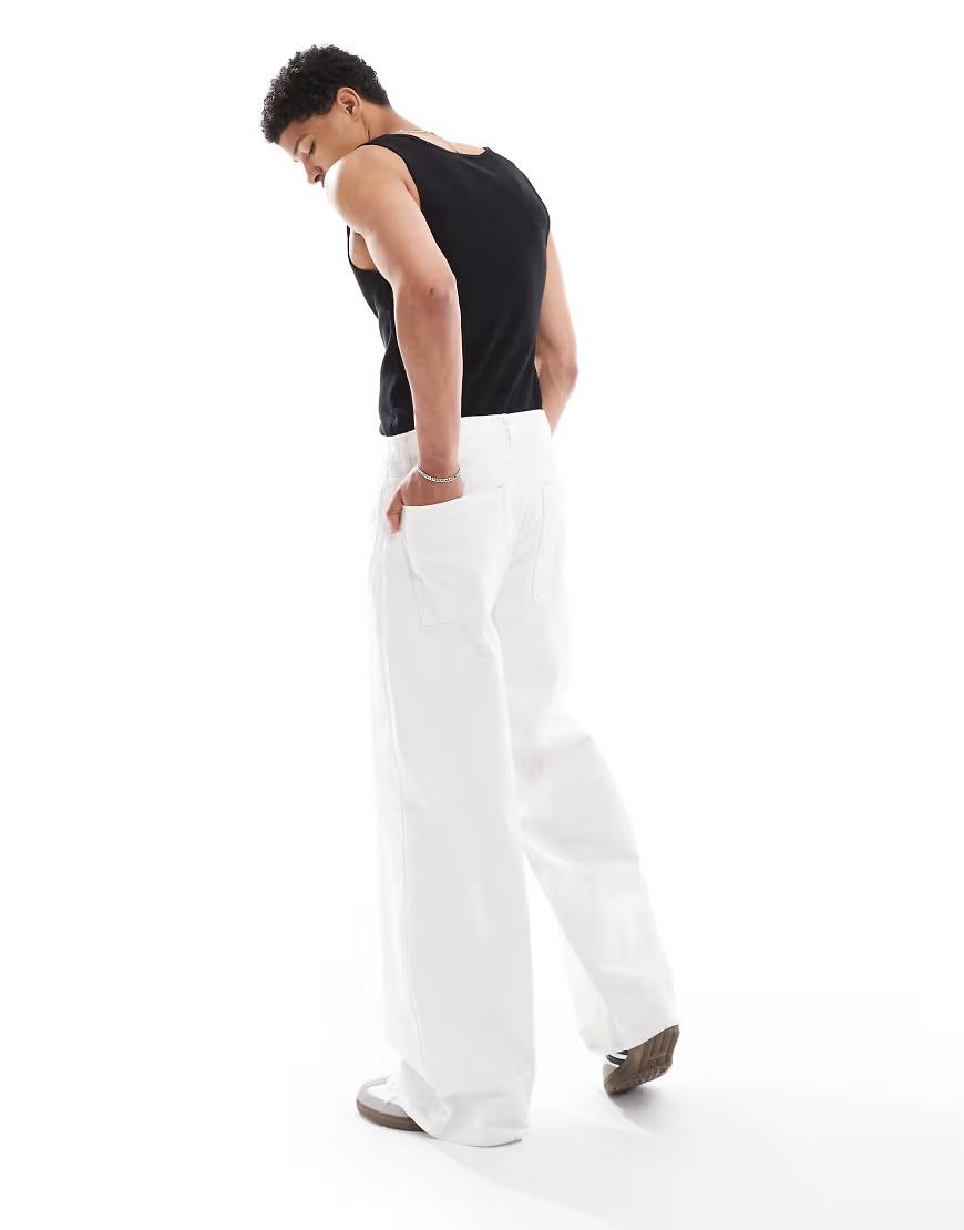 BIAŁE SPODNIE JEANS PROSTA NOGAWKA