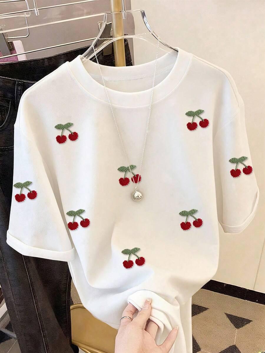 biały t-shirt haft