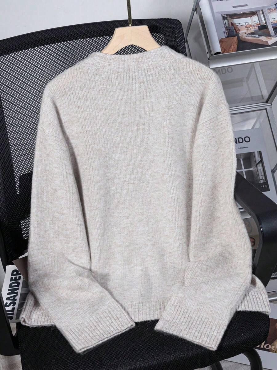 BEŻOWY DZIANINOWY SWETER