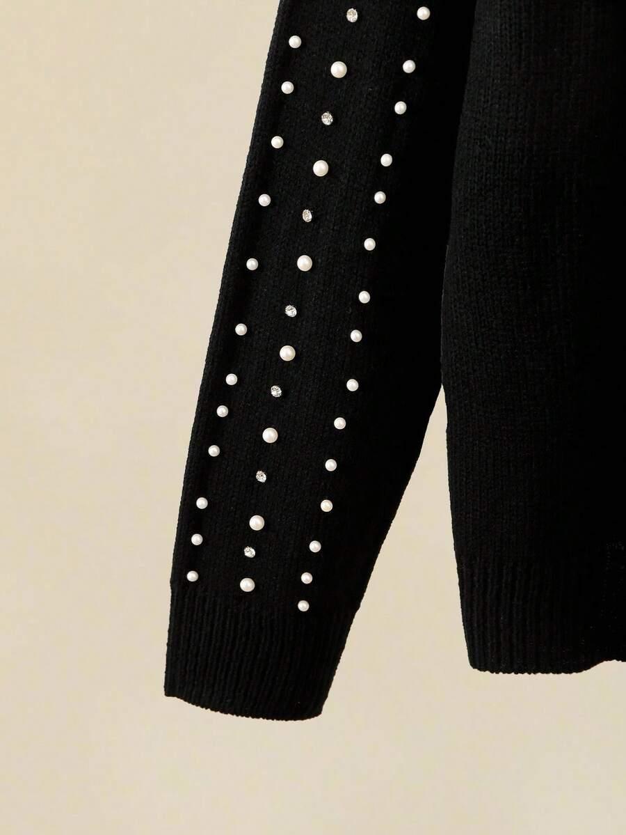 czarny sweter zdobienie 