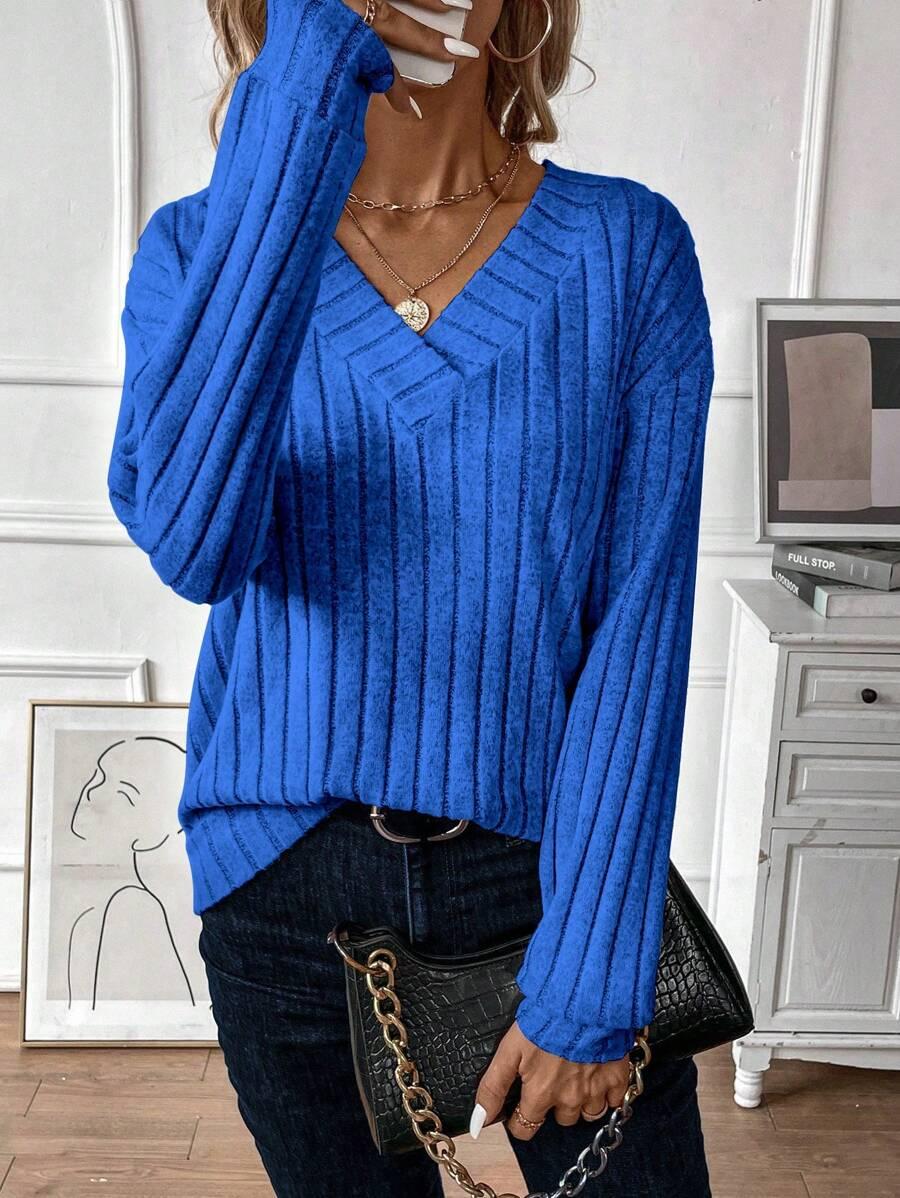 NIEBIESKA BLUZKA V-NECK