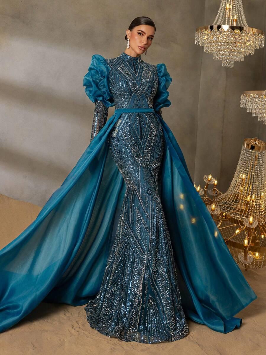 NIEBIESKA MAXI SUKIENKA