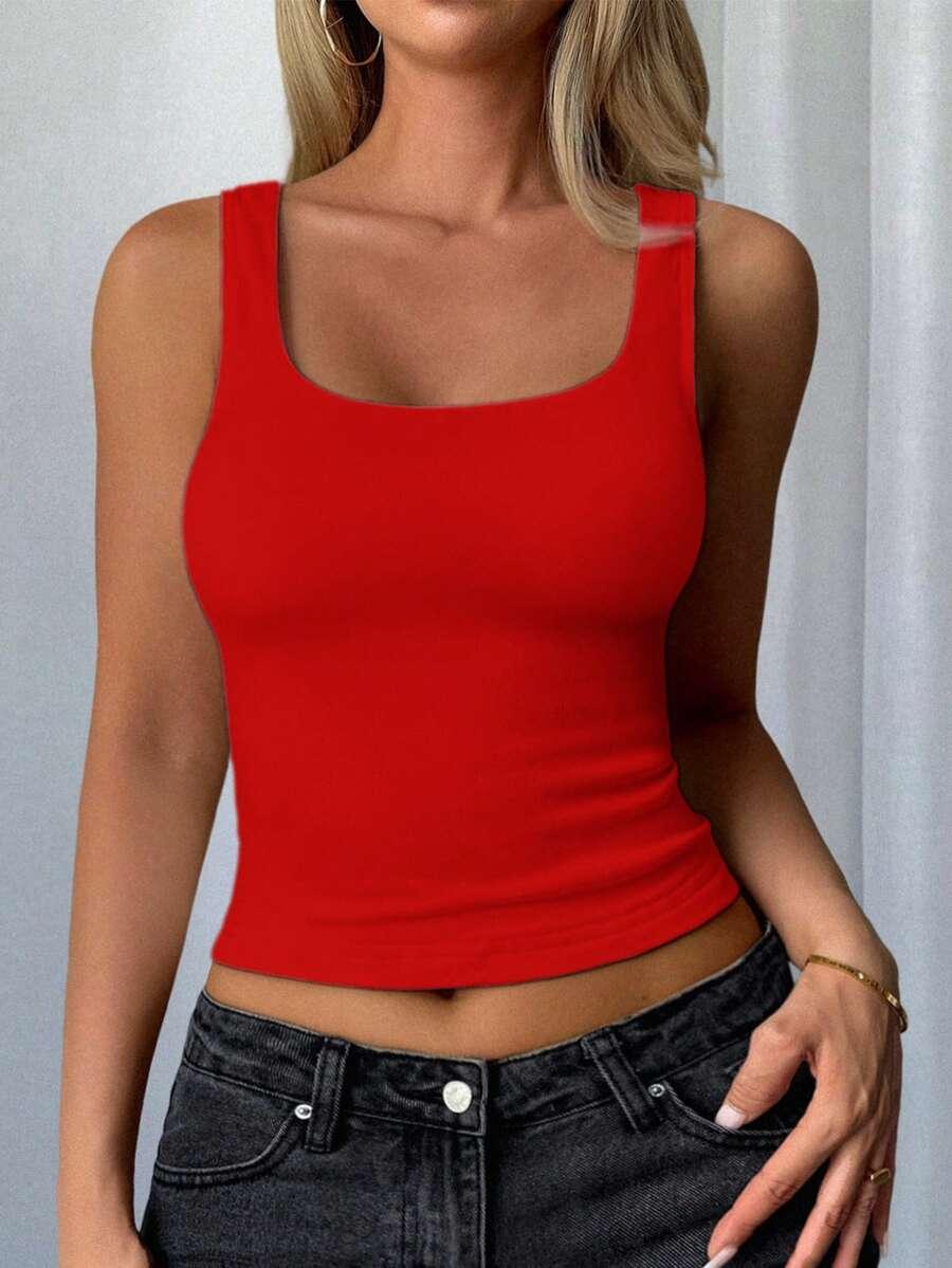 czerwony top casual 