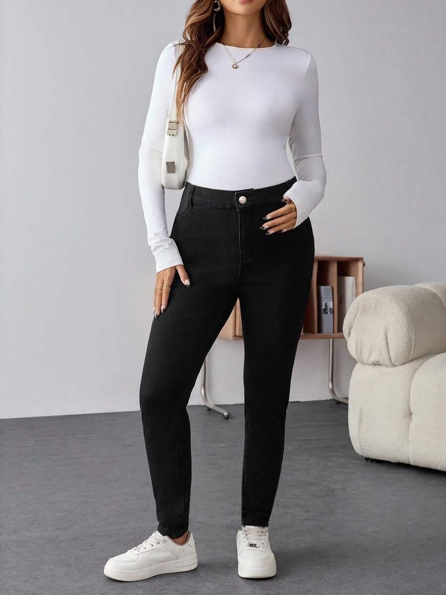 CZARNE SPODNIE CIĄŻOWE JEANS 