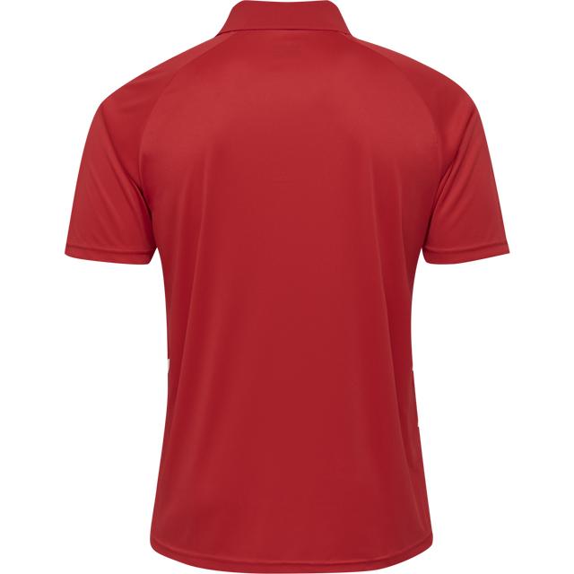 czerwona koszulka polo logo